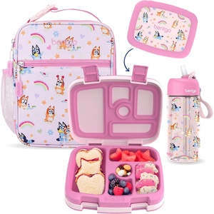 Bentgo + BLUEY 3-Piece Lunchtime Trio Set – Leak-Proof Kids Prints 5-Compartment Bento Lunch Box, Insulated Lightweight Tote Bag, & Durable Bite & Sip Water Bottle Bundle for Age 3+ (Play Day)(Hearts & Crafts)