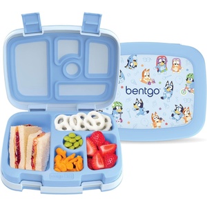 Bentgo + BLUEY Kids Prints Leak-Proof, 5-Compartment Bento-Style Kids Lunch Box – Ideal Portions for Ages 3-7, Durable, Drop-Proof, Dishwasher Safe, & PFAS & BPA-Free Materials (Hearts & Crafts)(Bluey & Bingo Play Day)
