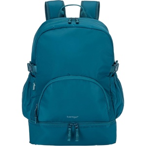 Bentgo 2-in-1 Adult Backpack & Insulated Lunch Bag – Lightweight, Water-Resistant Travel Backpack with 9 Compartments, Laptop Sleeve & Trolley Sleeve for Work & Everyday Use (Obsidian Charcoal)(Deep Teal)