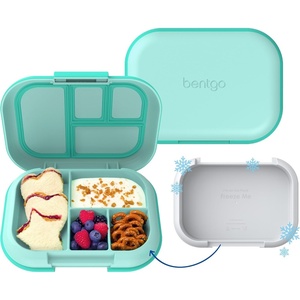 Bentgo Chill Kids Leakproof Lunch Box – 4-Compartment Bento Box with Built-In Ice Pack, 3.3 Cup Capacity, BPA-Free, Microwave & Dishwasher Safe Tray, Ages 3–7 (Fuchsia/Teal)(Aqua)