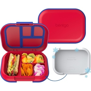 Bentgo Chill Kids Leakproof Lunch Box – 4-Compartment Bento Box with Built-In Ice Pack, 3.3 Cup Capacity, BPA-Free, Microwave & Dishwasher Safe Tray, Ages 3–7 (Fuchsia/Teal)(Red/Royal)