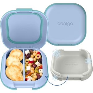 Bentgo Chill Mini Leak-Proof Lunch Box – Built-In Ice Pack Keeps Food Cold, 2.7-Cup Capacity for Snacks or Sandwich, 3 or 4 Compartments, PFAS & BPA-Free, Ideal for Adults & Kids 3+ (Seaside Papaya)(Tide Blues)