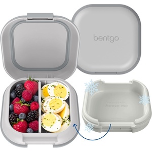Bentgo Chill Mini Leak-Proof Lunch Box – Built-In Ice Pack Keeps Food Cold, 2.7-Cup Capacity for Snacks or Sandwich, 3 or 4 Compartments, PFAS & BPA-Free, Ideal for Adults & Kids 3+ (Seaside Papaya)(Crisp Grays)