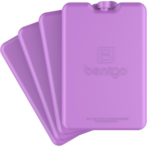 Bentgo Chillers Ice Packs: Slim, Reusable Quick-Freeze Cooling Design Keeps Food Fresh in Lunch Boxes, Bags, & Coolers for Work, College, Camping, & More; Easy to Clean & Chills Fast; 4-Pack (Blue)(Purple)
