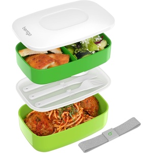 Bentgo Classic – Adult Bento Box, Stackable 3-Compartment Lunch Box with Removable Utensil Set and Sealing Strap, BPA-Free, Food Container Ideal for Meal Prep, Work, and On the Go (Slate)(Green)