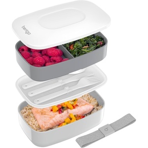 Bentgo Classic – Adult Bento Box, Stackable 3-Compartment Lunch Box with Removable Utensil Set and Sealing Strap, BPA-Free, Food Container Ideal for Meal Prep, Work, and On the Go (Slate)(Gray)