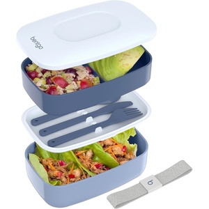Bentgo Classic – Adult Bento Box, Stackable 3-Compartment Lunch Box with Removable Utensil Set and Sealing Strap, BPA-Free, Food Container Ideal for Meal Prep, Work, and On the Go (Slate)(Slate)