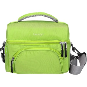 Bentgo Deluxe Lunch Bag – Durable and Insulated Lunch Tote with Zippered Outer Pocket, Internal Mesh Pocket, Padded & Adjustable Straps, & 2-Way Zippers – Fits Most Lunch Boxes (Green)