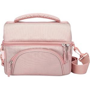 Bentgo® Deluxe Lunch Bag – Durable and Insulated Lunch Tote with Zippered Outer Pocket, Internal Mesh Pocket, Padded & Adjustable Straps, & 2-Way Zippers – Fits Most Lunch Boxes (Slate)(Blush)