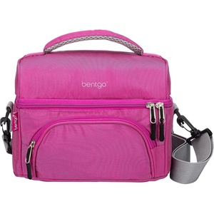 Bentgo® Deluxe Lunch Bag – Durable and Insulated Lunch Tote with Zippered Outer Pocket, Internal Mesh Pocket, Padded & Adjustable Straps, & 2-Way Zippers – Fits Most Lunch Boxes (Slate)(Purple)