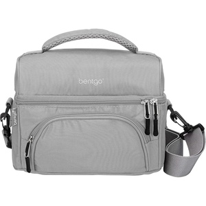 Bentgo Deluxe Lunch Bag – Durable and Insulated Lunch Tote with Zippered Outer Pocket, Internal Mesh Pocket, Padded & Adjustable Straps, & 2-Way Zippers – Fits Most Lunch Boxes (Gray)