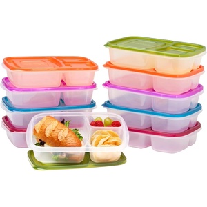 Bentgo Easyboxes – Original Stackable Lunch Boxes – Reusable 3-Compartment Food Containers for Kids and Adults – Bento Lunch Box for Meal Prep, School, & Work – BPA Free, Set of 4 (Classic)(Classic (10-Pack))