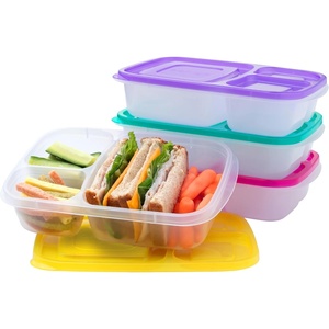 Bentgo Easyboxes – Original Stackable Lunch Boxes – Reusable 3-Compartment Food Containers for Kids and Adults – Bento Lunch Box for Meal Prep, School, & Work – BPA Free, Set of 4 (Classic)(Brights (4-Pack))