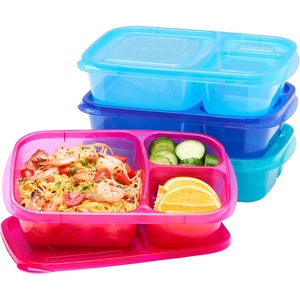 Bentgo Easyboxes – Original Stackable Lunch Boxes – Reusable 3-Compartment Food Containers for Kids and Adults – Bento Lunch Box for Meal Prep, School, & Work – BPA Free, Set of 4 (Classic)(Jewel Brights (4-Pack))