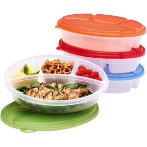 Bentgo Easyboxes 4-Compartment Oval Containers – Patented Design 8-Piece Set; 4 Trays & 4 Fitted Lids Seal in Freshness; Reusable Food Storage & Meal Prep BPA-Free Containers (Classic)