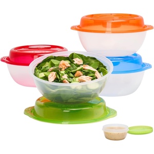 Bentgo Easyboxes Salad-to-Go Containers – 8-Piece Set: 4 Bowls, Leak-Proof Dressing Cups Built-In & 4 Fitted Lids Seal in Freshness; Reusable/BPA-Free for Salad, Pasta, & Cereal (Classic)(Classic)