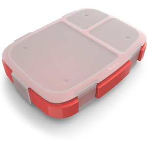 Bentgo Fresh Tray (Green) with Transparent Cover – Reusable, BPA-Free, 4-Compartment Meal Prep Container with Built-In Portion Control for Healthy At-Home Meals and On-the-Go Lunches(Red)