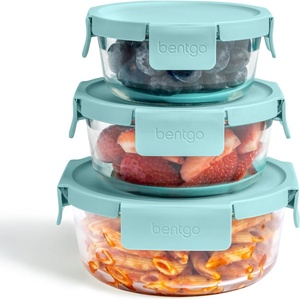 Bentgo Glass Leak-Proof Food Storage Set – 4-Piece Glass Containers with BPA-Free Airtight Lids, Reusable & Durable for Leftovers & Meal Prep – Microwave, Freezer, Oven & Dishwasher Safe (Soft Aqua)(6-Piece Set (Soft Aqua))