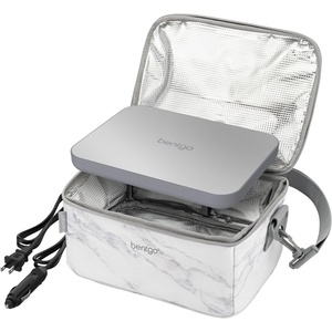 Bentgo Heat – Electric Lunch Bag & Food Warmer for Reheating Meals in Car, at Work & More – Heated Lunch Box Warmer for Adults, Students & Shift Workers, 12V/24V Auto & 120V Wall Cords (Carbon Black)(White Marble)