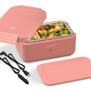 Bentgo Heat – Electric Lunch Box – Portable Food Warmer for Adults, Heated Lunch Box for Work, Travel, School & On the Go, Plug Into Wall or Car, Ideal for Ages 14+, 12V/24V & 120V Cords (Pink Spice)