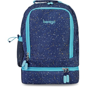 Bentgo Kids 2-in-1 Backpack & Insulated Lunch Bag – Durable 16” Backpack & Lunch Container in Unique Prints for School & Travel – Water Resistant, Padded & Large Compartments (Bug Buddies)(Confetti Edition – Abyss Blue)
