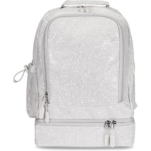 Bentgo Kids 2-in-1 Backpack & Insulated Lunch Bag – Durable 16” Backpack & Lunch Container in Unique Prints for School & Travel – Water Resistant, Padded & Large Compartments (Bug Buddies)(Glitter Edition – Silver)