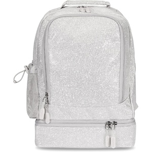 Bentgo Kids 2-in-1 Backpack & Insulated Lunch Bag – Glitter Designed 16” Backpack for School & Travel – Durable, Water Resistant, Padded, & Large Compartments (Glitter Edition – Petal Pink)(Glitter Edition – Silver)