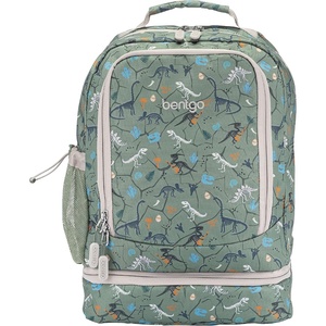 Bentgo Kids 2-in-1 Backpack & Insulated Lunch Bag – Glitter Designed 16” Backpack for School & Travel – Durable, Water Resistant, Padded, & Large Compartments (Glitter Edition – Petal Pink)(Dino Fossils)