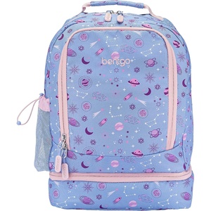 Bentgo Kids 2-in-1 Backpack & Insulated Lunch Bag – Glitter Designed 16” Backpack for School & Travel – Durable, Water Resistant, Padded, & Large Compartments (Glitter Edition – Petal Pink)(Lavender Galaxy)