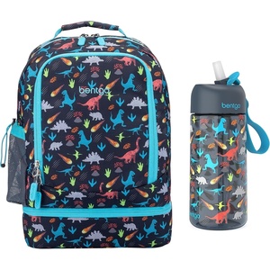 Bentgo® Kids 2-in-1 Backpack & Insulated Lunch Bag Set Water Bottle – New & Improved 2023 (Dinosaur)