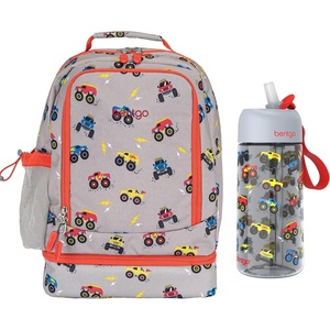 Bentgo Kids 2-in-1 Backpack & Insulated Lunch Bag Set Water Bottle – New & Improved 2023 (Trucks)