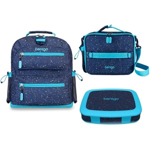 Bentgo® Kids 5-Compartment Lunch Box Set With Insulated Lunch Bag and Lightweight 14” Kids Backpack (Confetti Edition – Abyss Blue)