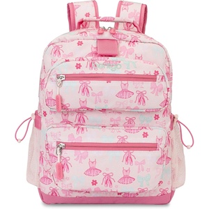 Bentgo Kids Backpack – Lightweight 14” Backpack in Fun Prints for School, Travel, & Daycare, Ideal for Ages 4+, Roomy Interior, Durable & Water-Resistant Fabric, & Loop for Lunch Bag (Dinosaur)(Ballet & Bows)