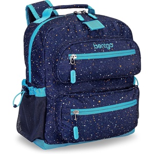 Bentgo Kids Backpack – Lightweight 14” Backpack in Fun Prints for School, Travel, & Daycare, Ideal for Ages 4+, Roomy Interior, Durable & Water-Resistant Fabric, & Loop for Lunch Bag (Dinosaur)(Confetti Edition – Abyss Blue)
