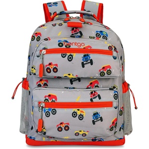 Bentgo Kids Backpack – Lightweight 14” Backpack in Fun Prints for School, Travel, & Daycare, Ideal for Ages 4+, Roomy Interior, Durable & Water-Resistant Fabric, & Loop for Lunch Bag (Dinosaur)(Trucks)