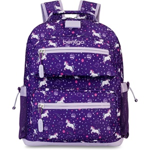 Bentgo Kids Backpack – Lightweight 14” Backpack in Fun Prints for School, Travel, & Daycare, Ideal for Ages 4+, Roomy Interior, Durable & Water-Resistant Fabric, & Loop for Lunch Bag (Dinosaur)(Unicorn)