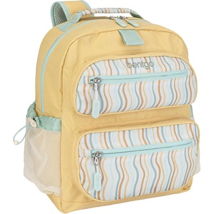 Bentgo Kids Backpack – Lightweight 14” Backpack in Fun Prints for School, Travel, & Daycare, Ideal for Ages 4+, Roomy Interior, Durable & Water-Resistant Fabric, & Loop for Lunch Bag (Dinosaur)(Wavy)