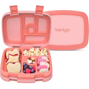 Bentgo Kids Bento-Style 5-Compartment Leak-Proof Lunch Box – Just-Right Portions Ages 3-7, Durable, Drop-Proof, Dishwasher Safe, PFAS & BPA-Free & Made with Food-Safe Materials (Petal Pink Glitter)(Coral)