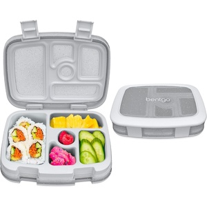 Bentgo Kids Bento-Style 5-Compartment Leak-Proof Lunch Box – Just-Right Portions Ages 3-7, Durable, Drop-Proof, Dishwasher Safe, PFAS & BPA-Free & Made with Food-Safe Materials (Petal Pink Glitter)(Glitter Edition – Silver)