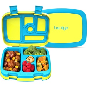 Bentgo Kids Bento-Style 5-Compartment Leak-Proof Lunch Box – Just-Right Portions Ages 3-7, Durable, Drop-Proof, Dishwasher Safe, PFAS & BPA-Free & Made with Food-Safe Materials (Petal Pink Glitter)(Citrus Yellow)