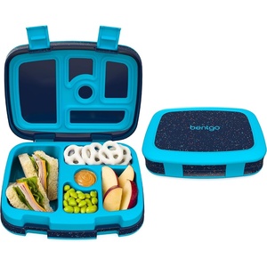 Bentgo Kids Bento-Style 5-Compartment Leak-Proof Lunch Box – Just-Right Portions Ages 3-7, Durable, Drop-Proof, Dishwasher Safe, PFAS & BPA-Free & Made with Food-Safe Materials (Petal Pink Glitter)(Confetti Edition – Abyss Blue)