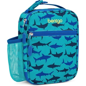 Bentgo® Kids Insulated Lunch Tote – Water-Resistant, Reusable, Lightweight & Durable Lunch Bag with Water Bottle Holder & Mesh Pocket, Fits Lunch Box & Water Bottle – Ideal for Ages 3+ (Sharks)(Sharks)