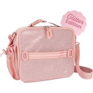 Bentgo Kids Lunch Bag – Double-Insulated, Reusable Lunch Bag for Kids 3+ with Adjustable Strap; Holds Lunch Box/Water Bottle/Snacks; Easy-Clean, Water-Resistant & Pockets (Glitter – Petal Pink)(Glitter Edition – Petal Pink)