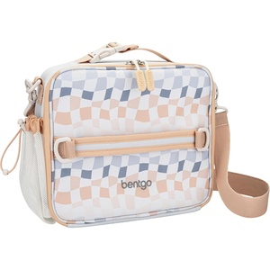 Bentgo Kids Lunch Bag – Double-Insulated, Reusable Lunch Bag for Kids 3+ with Adjustable Strap; Holds Lunch Box/Water Bottle/Snacks; Easy-Clean, Water-Resistant & Pockets (Glitter – Petal Pink)(Checker Gradient)
