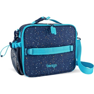Bentgo Kids Lunch Bag – Double-Insulated, Reusable Lunch Bag for Kids 3+ with Adjustable Strap; Holds Lunch Box/Water Bottle/Snacks; Easy-Clean, Water-Resistant & Pockets (Glitter – Petal Pink)(Confetti Edition – Abyss Blue)