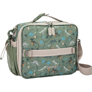 Bentgo Kids Lunch Bag – Double-Insulated, Reusable Lunch Bag for Kids 3+ with Adjustable Strap; Holds Lunch Box/Water Bottle/Snacks; Easy-Clean, Water-Resistant & Pockets (Glitter – Petal Pink)(Dino Fossils)
