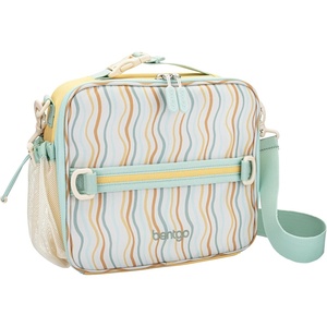 Bentgo Kids Lunch Bag – Double-Insulated, Reusable Lunch Bag for Kids 3+ with Adjustable Strap; Holds Lunch Box/Water Bottle/Snacks; Easy-Clean, Water-Resistant & Pockets (Glitter – Petal Pink)(Wavy)