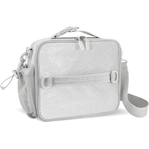Bentgo Kids Lunch Bag – Double-Insulated, Reusable Lunch Bag for Kids 3+ with Adjustable Strap; Holds Lunch Box/Water Bottle/Snacks; Easy-Clean, Water-Resistant & Pockets (Glitter – Petal Pink)(Glitter Edition – Silver)