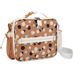 Bentgo Kids Lunch Bag – Double-Insulated, Reusable Lunch Bag for Kids 3+ with Adjustable Strap; Holds Lunch Box/Water Bottle/Snacks; Easy-Clean, Water-Resistant & Pockets (Glitter – Petal Pink)(Spots & Dots)