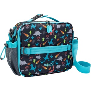 Bentgo Kids Lunch Bag – Double-Insulated, Reusable Lunch Bag for Kids 3+ with Adjustable Strap; Holds Lunch Box/Water Bottle/Snacks; Easy-Clean, Water-Resistant & Pockets (Glitter – Petal Pink)(Dinosaur)